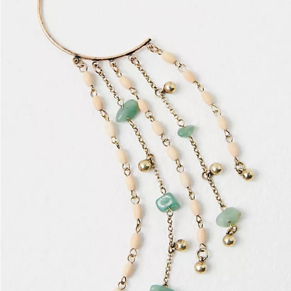 Free People Gold and Green Beaded Ear Party Earring
